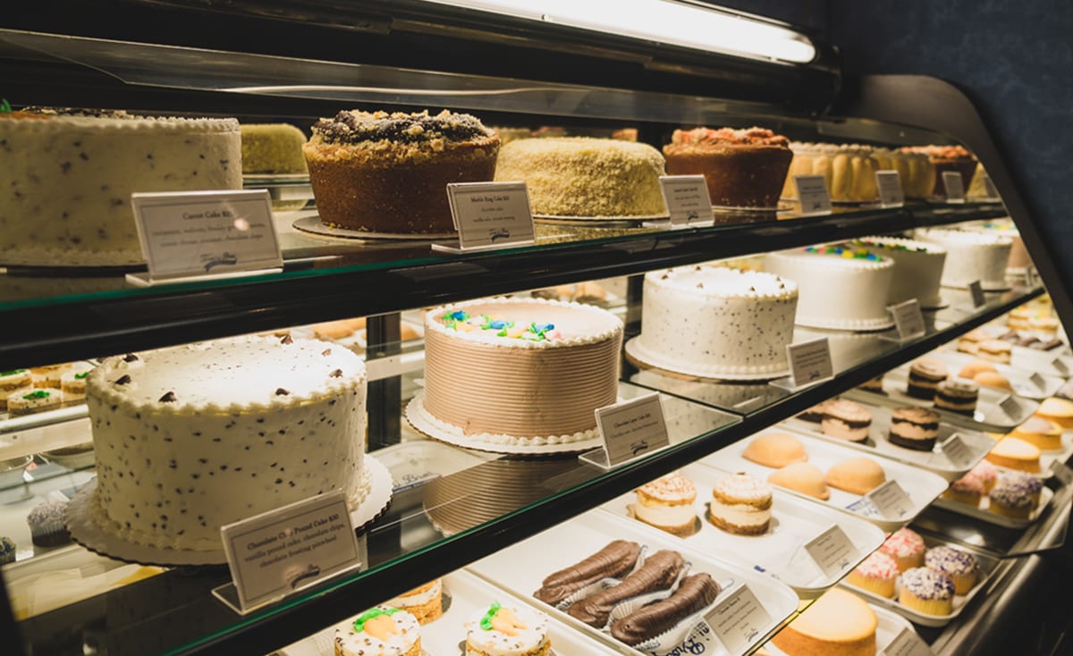 cakes on display